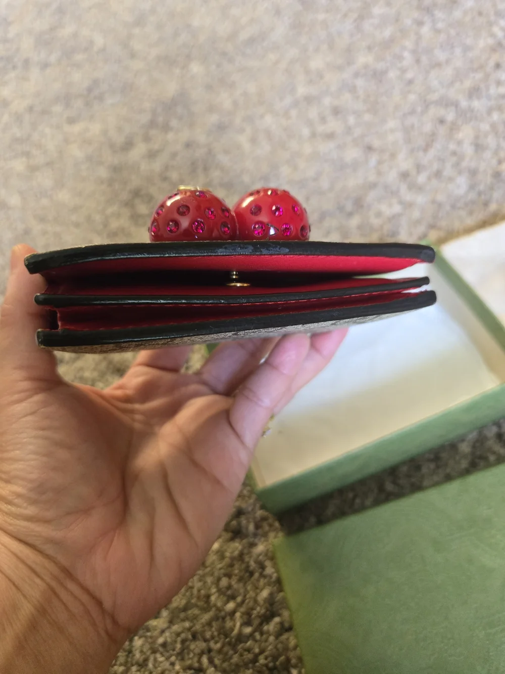 Gucci GG Supreme Wallet with Red Cherry Accent - Picture 3 of 9